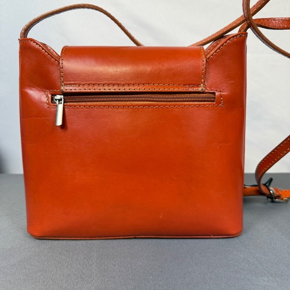 Italian Vera‎ Pelle Brown Leather Crossbody Bag Purse Magnetic Flap Closure - Picture 3 of 15
